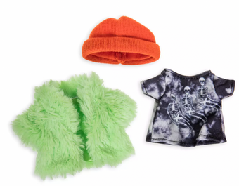 Disney NuiMOs Outfit Acid Wash T-Shirt Dress Green Jacket and Orange Beanie New