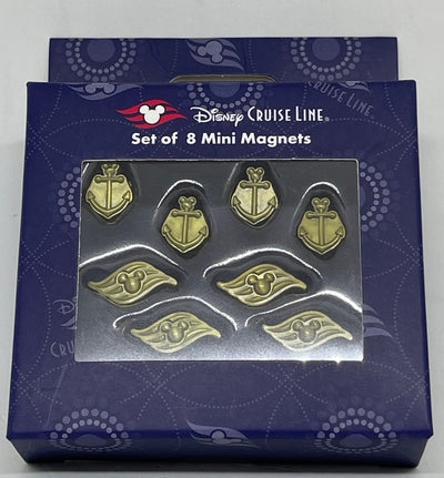 Disney Cruise Line Mickey Icon and Anchor Set of 8 Mini Magnets New with Box