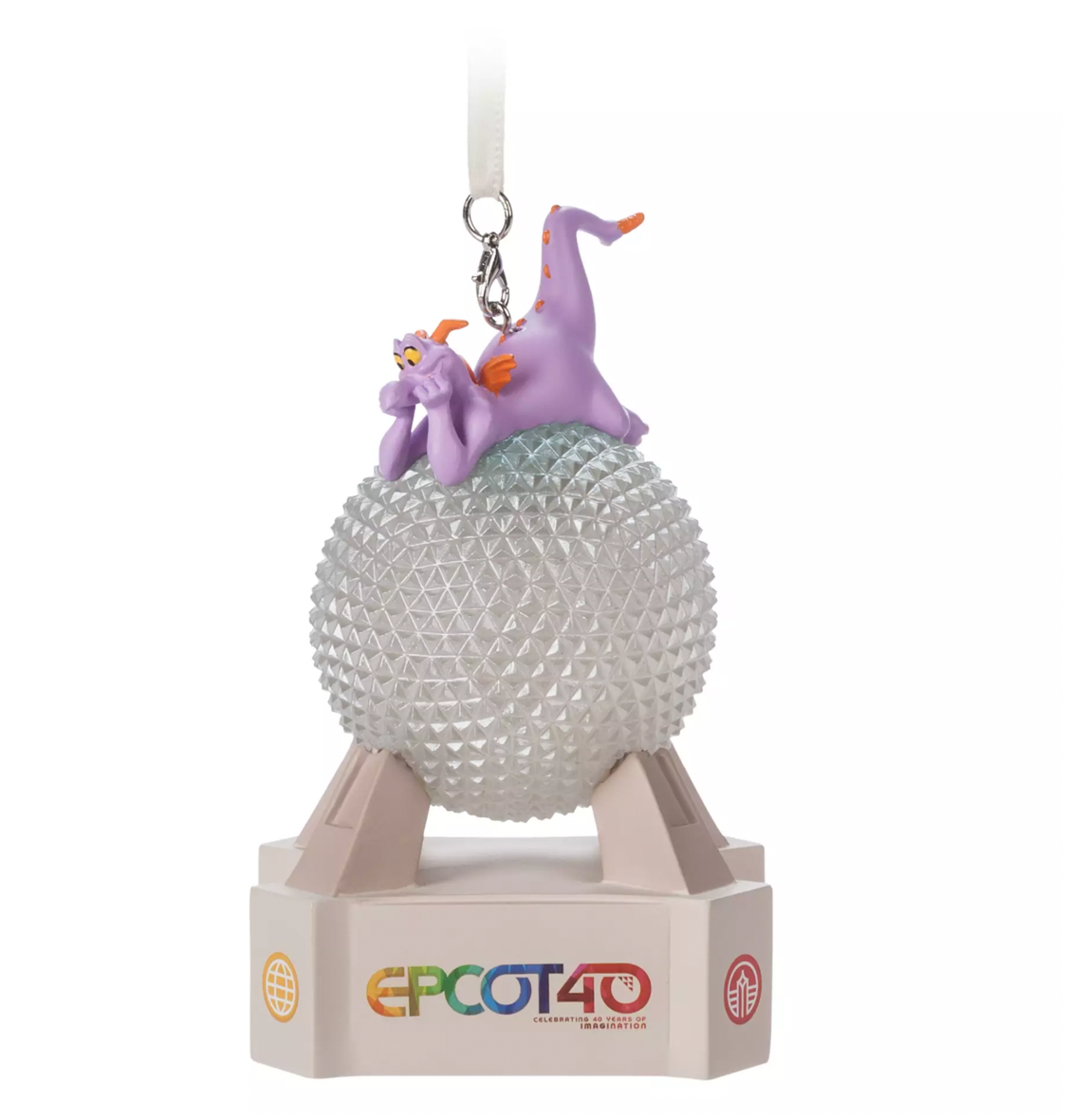 Disney Parks Epcot 40th Figment Spaceship Earth Light-Up Christmas Ornament New