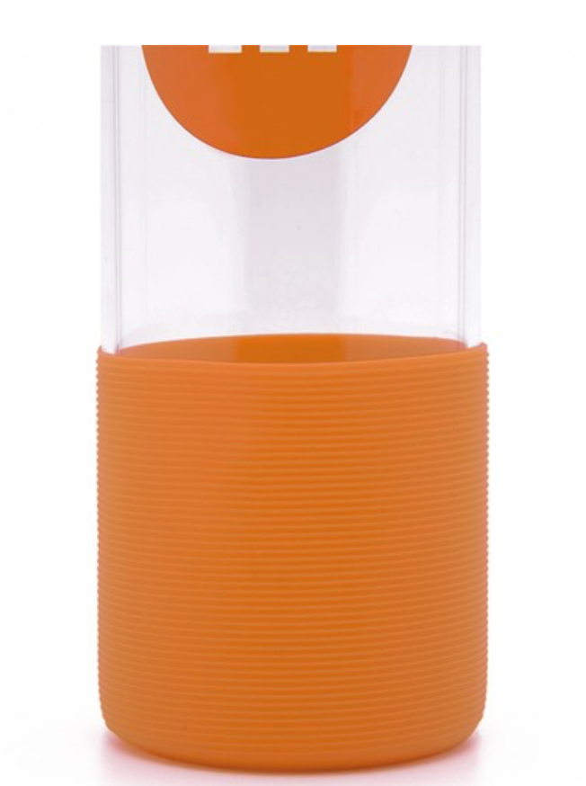 M&M's World Orange Character Water Glass Bottle with Silicone Bottom New