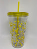 M&M's World Yellow Big Face Lentils Tumbler with Straw New