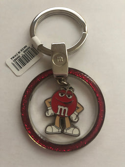 M&M's World Red Character Enamel Glitter Keychain New with Tag