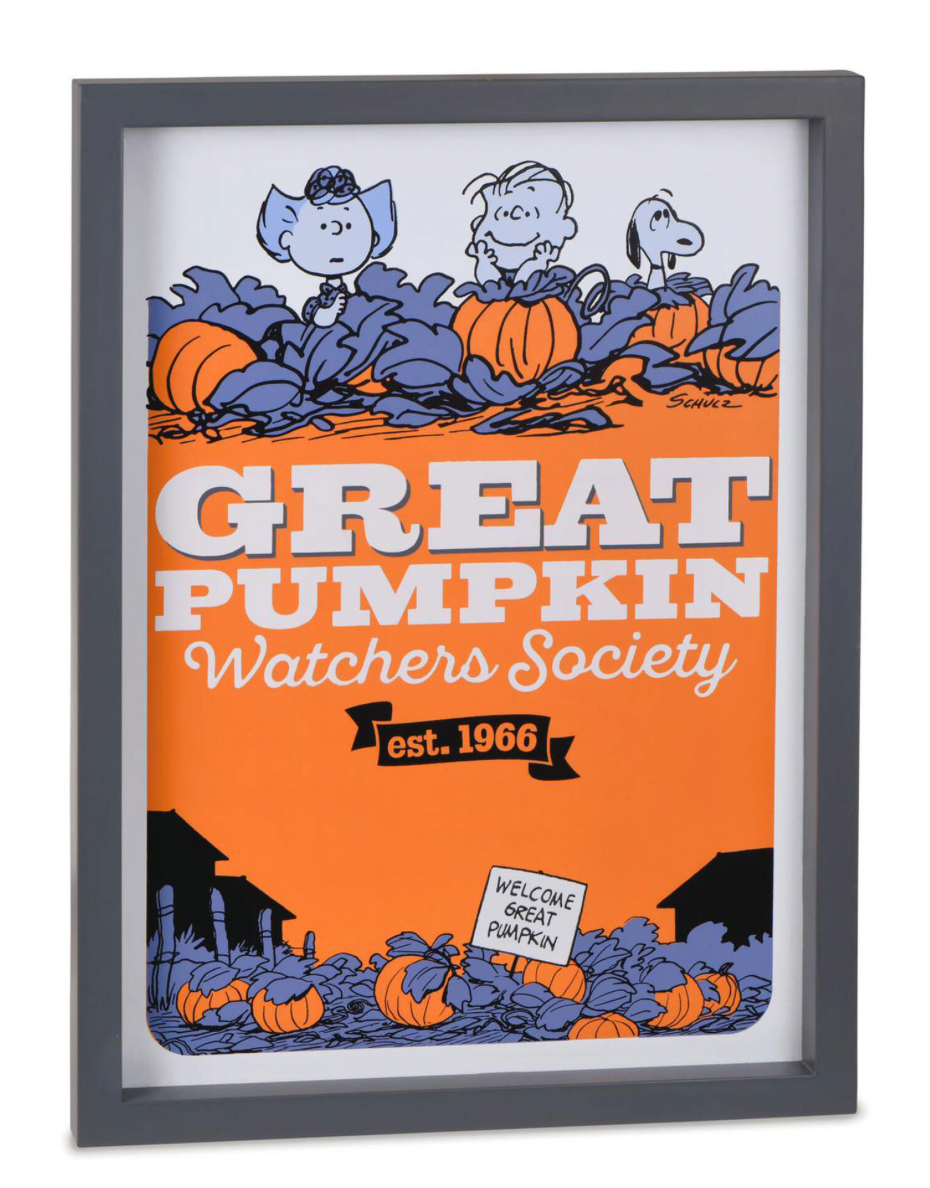 Hallmark Peanuts Snoopy Great Pumpkin Watchers Society Framed Sign New