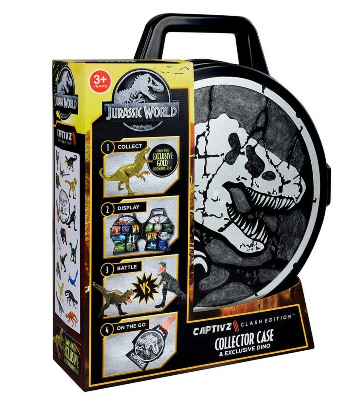 Jurassic World CAPTIVZ Clash Edition Collector Case & Gold Indominus Rex New