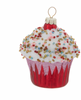 Robert Stanley Red Sprinkle Cupcake Glass Christmas Ornament New with Tag