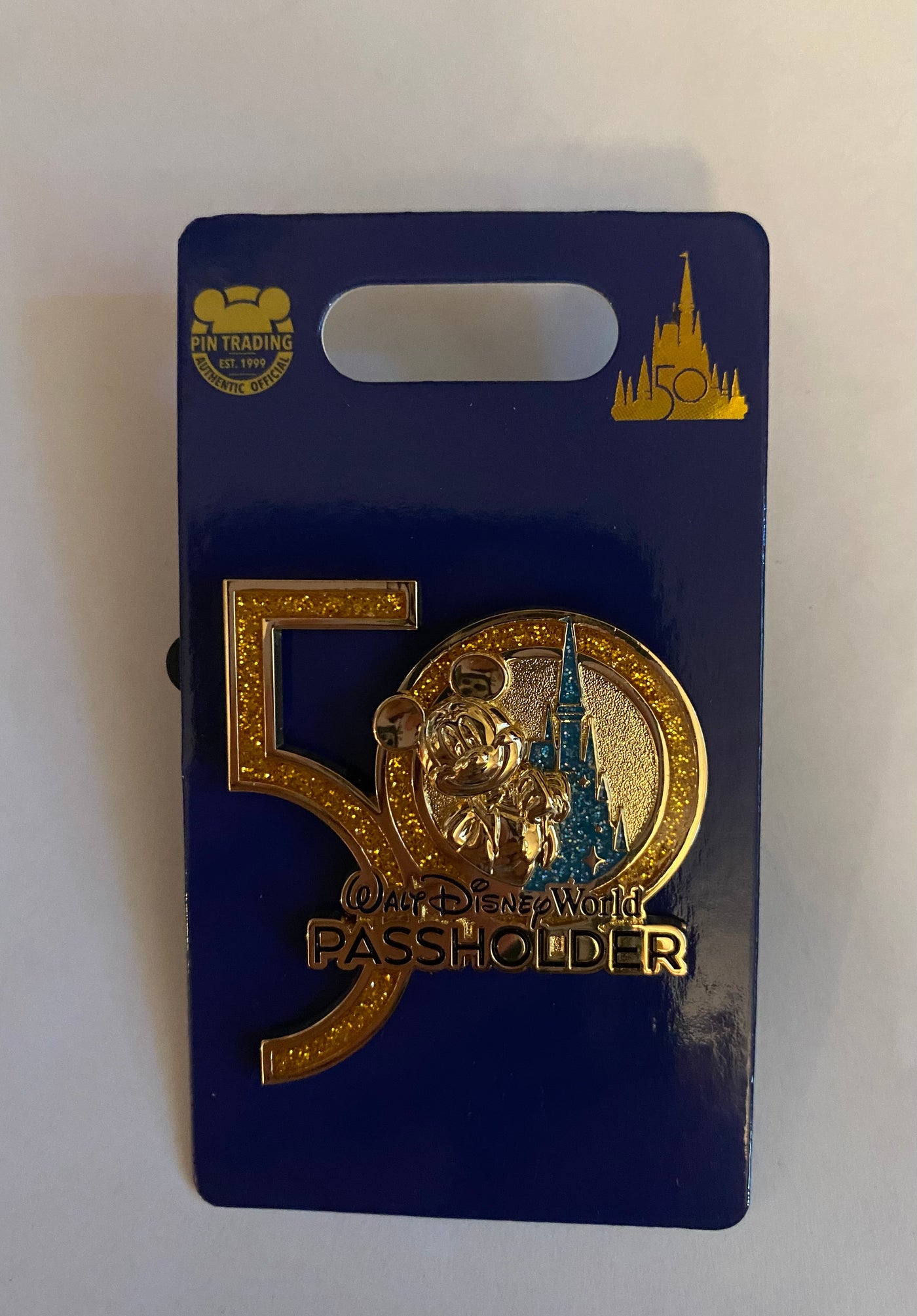 Disney WDW 50th Celebration Mickey and Castle Passholder Limited Pin New w Card