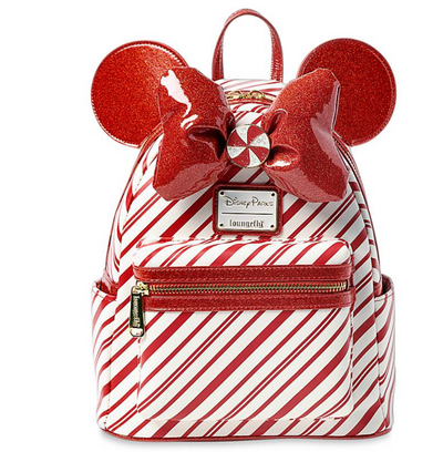 Disney Parks Minnie Peppermint Holiday Christmas Mini Backpack New with Tag