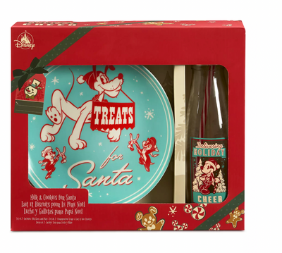 Disney Retro Mickey and Friends Holiday Milk and Cookie Set For Santa New Box