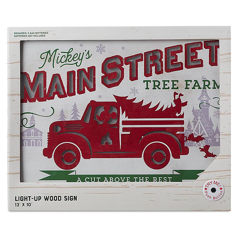 Disney Yuletide Farmhouse Mickey Main Street Tree Farm Holiday Light-Up Sign New