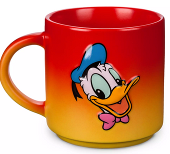 Disney Parks Mickey Donald Two Tones Red Orange Ceramic Coffee Mug New With Tag