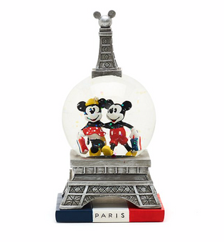 Disney Store Mickey and Minnie Paris Mini Snow Globe New