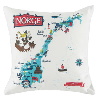 Disney Parks Epcot Mickey & Friends Norway Map Pillow New with Tags