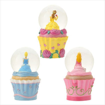 Disney Store Japan 25th Cinderella Belle Aurora Snow Globe Set New with Box