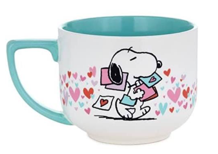 Hallmark Peanuts Snoopy Valentine Hearts Mug 2022 Aqua Pink New with Tag