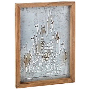 Hallmark Disney Castle Happy Place Wood and Metal Quote Sign New