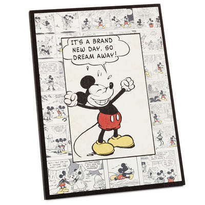 Hallmark Disney Mickey Mouse New Day Comic Strip Wood Quote Sign New