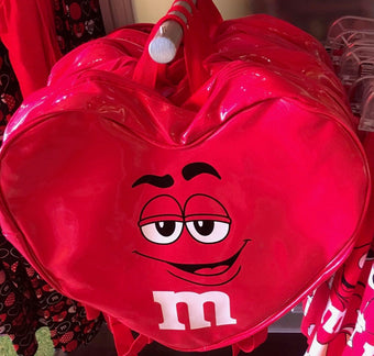 M&M's World Red Valentine Heart Shaped Reversible Backpack New with Tags