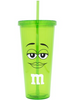 M&M's World Green Character Smiling Lip Tumbler with Straw New