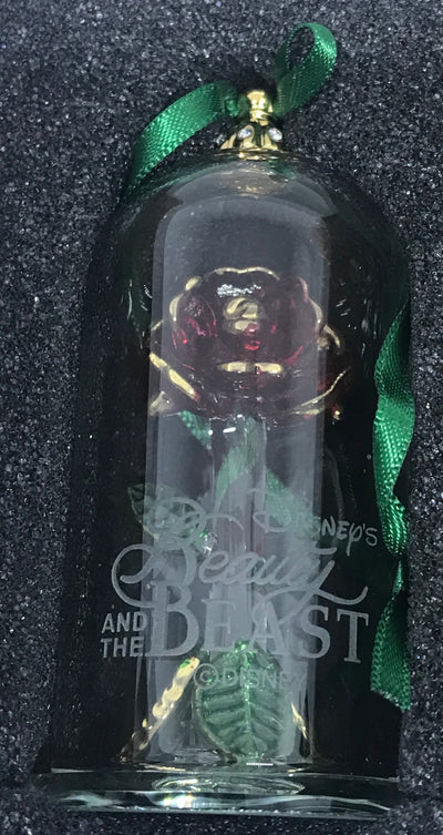 Disney Beauty and the Beast Enchanted Rose Glass Sculpture by Arribas Ornament