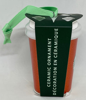 Starbucks 2020 Red Glitter Tumbler Ceramic Christmas Ornament New with Tag