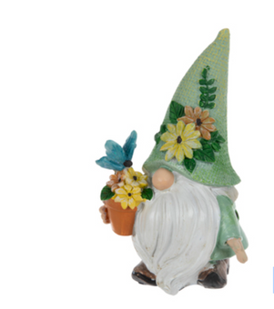 Hobby Lobby Spring Easter Green Gnome with Butterfly and Flowers Figurine New