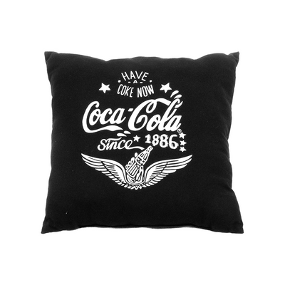 Authentic Coca-Cola Coke Chalk Talk Black Wings Pillow New with Tag