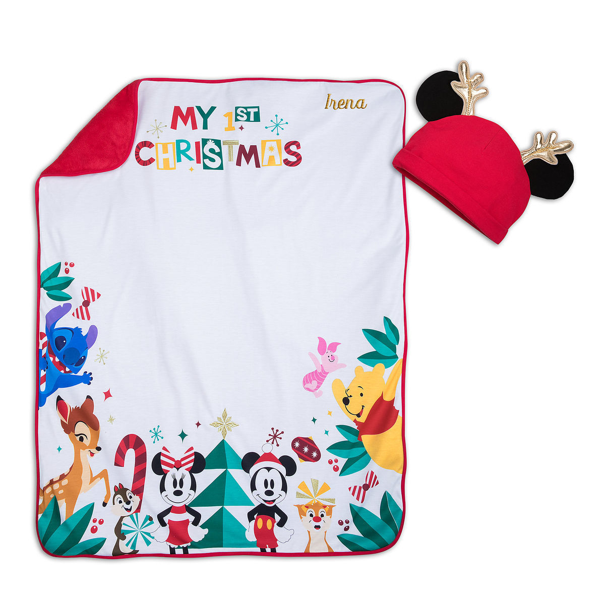 Disney Mickey Mouse and Friends Blanket and Hat Set for Baby Holiday Christmas