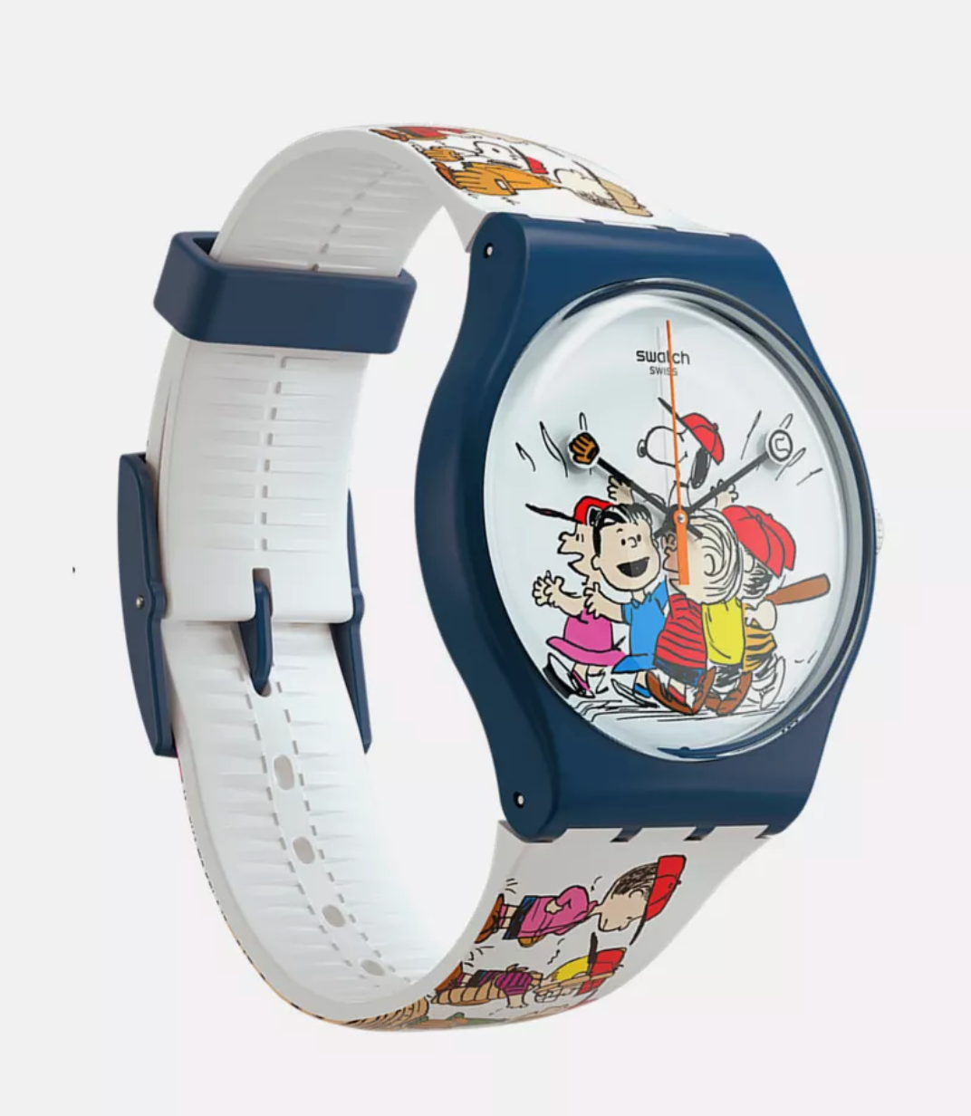 Swatch X Peanuts First Base Watch Snoopy Linus Lucy Charlie Brown New with Box
