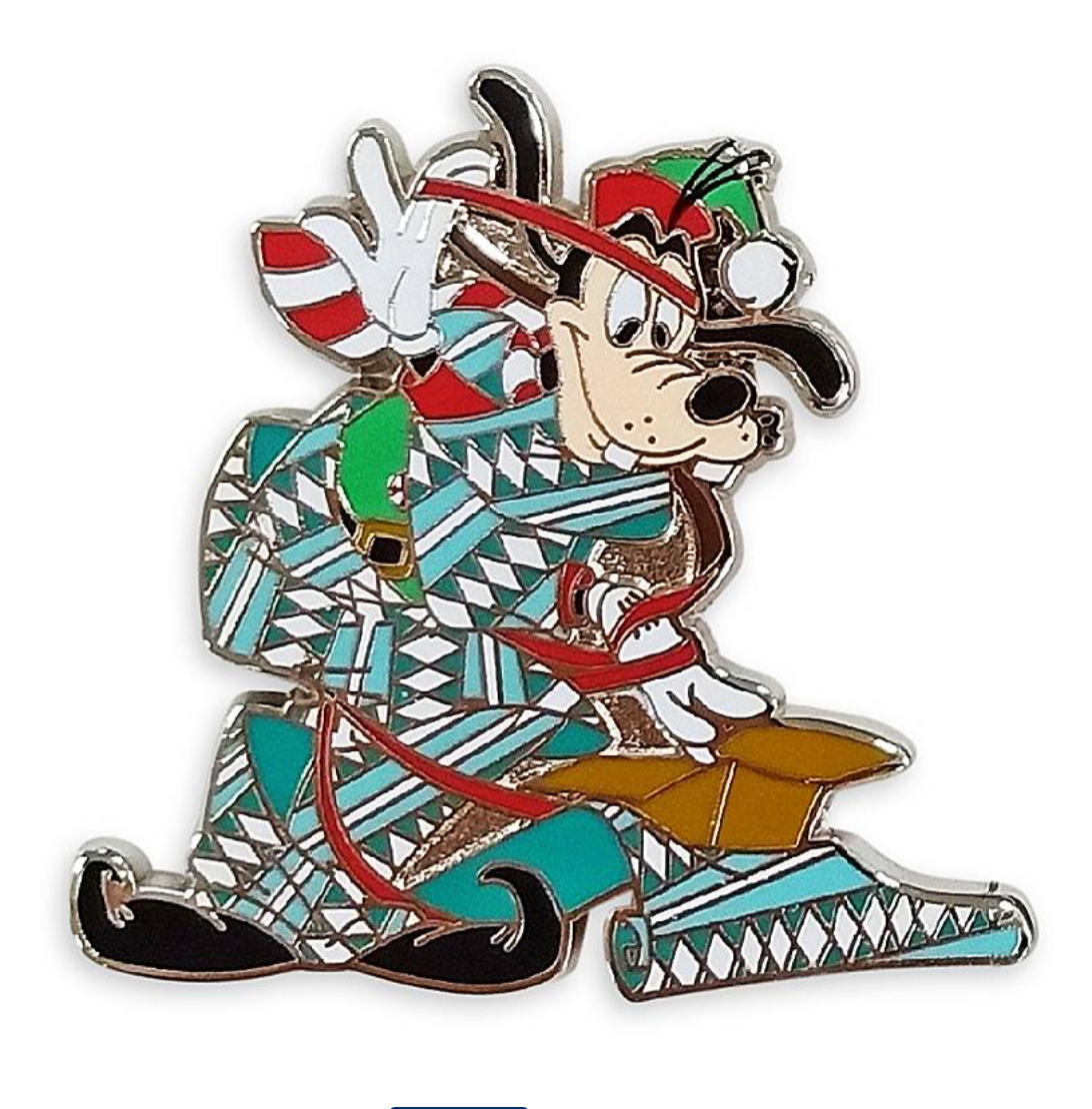 Disney Parks Goofy Wrapping Christmas Holiday Pin New with Card