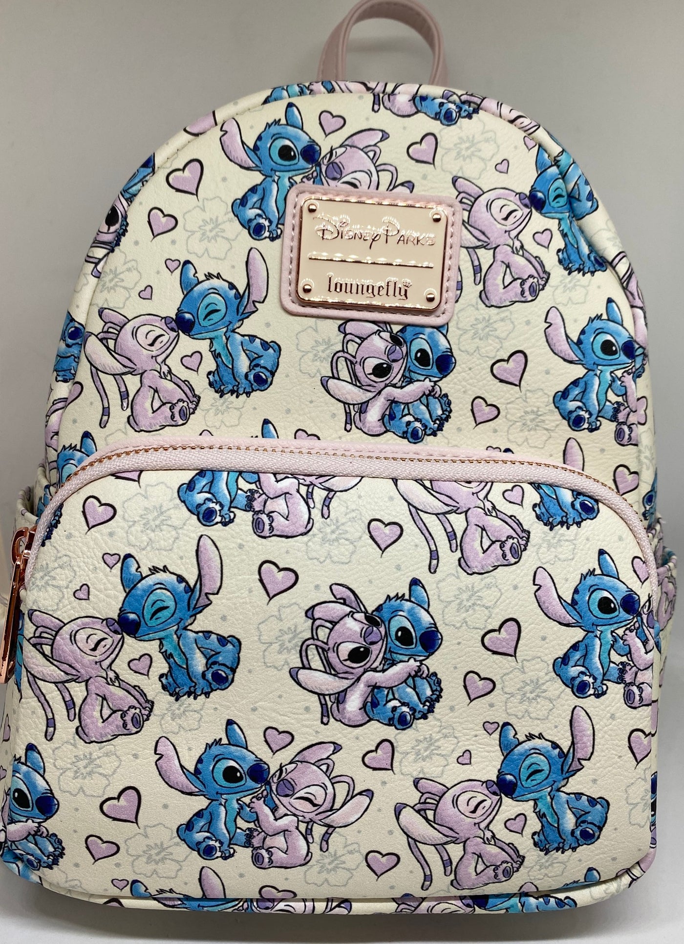 Disney Parks Valentine Stitch and Angel Hearts Mini Backpack New with Tag