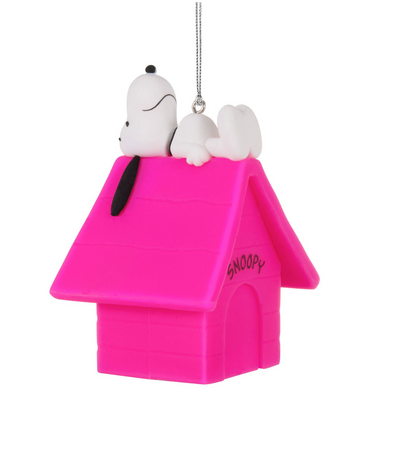 Hallmark Peanuts Snoopy on Pink Doghouse Christmas Tree Ornament New with Tag