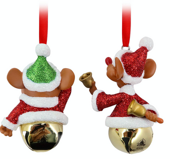 Disney Parks Santa Jaq and Gus Christmas Bell Ornament Set New with Tag