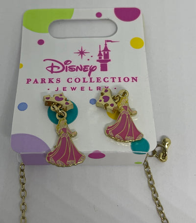 Disney Parks Collection Jewelry Aurora Earrings and Necklace Set New with Tag