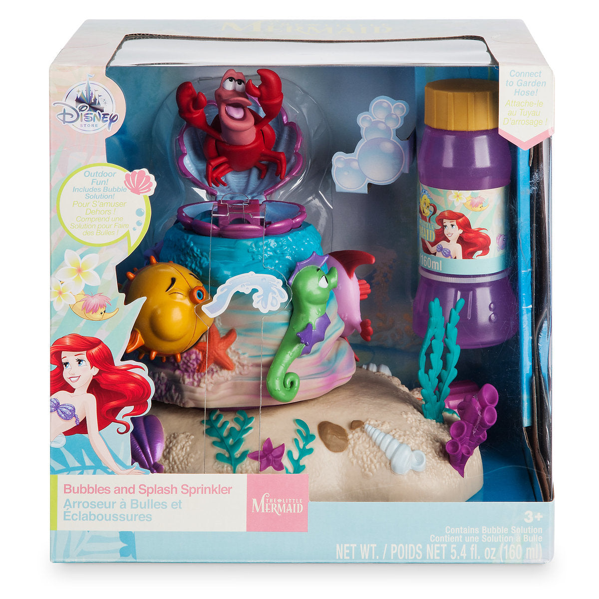 Disney Sebastian Bubbles and Splash Sprinkler Play Set The Little Mermaid New