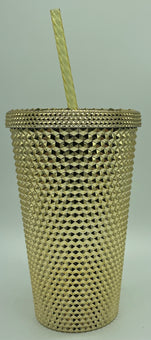 Starbucks Christmas Holiday 2022 Studded Grande 16oz Gold Tumbler Cup New