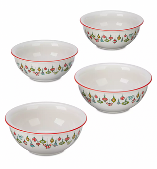 Disney Retro Mickey Minnie Donald Goofy Christmas Holiday Bowl Set of 4 New