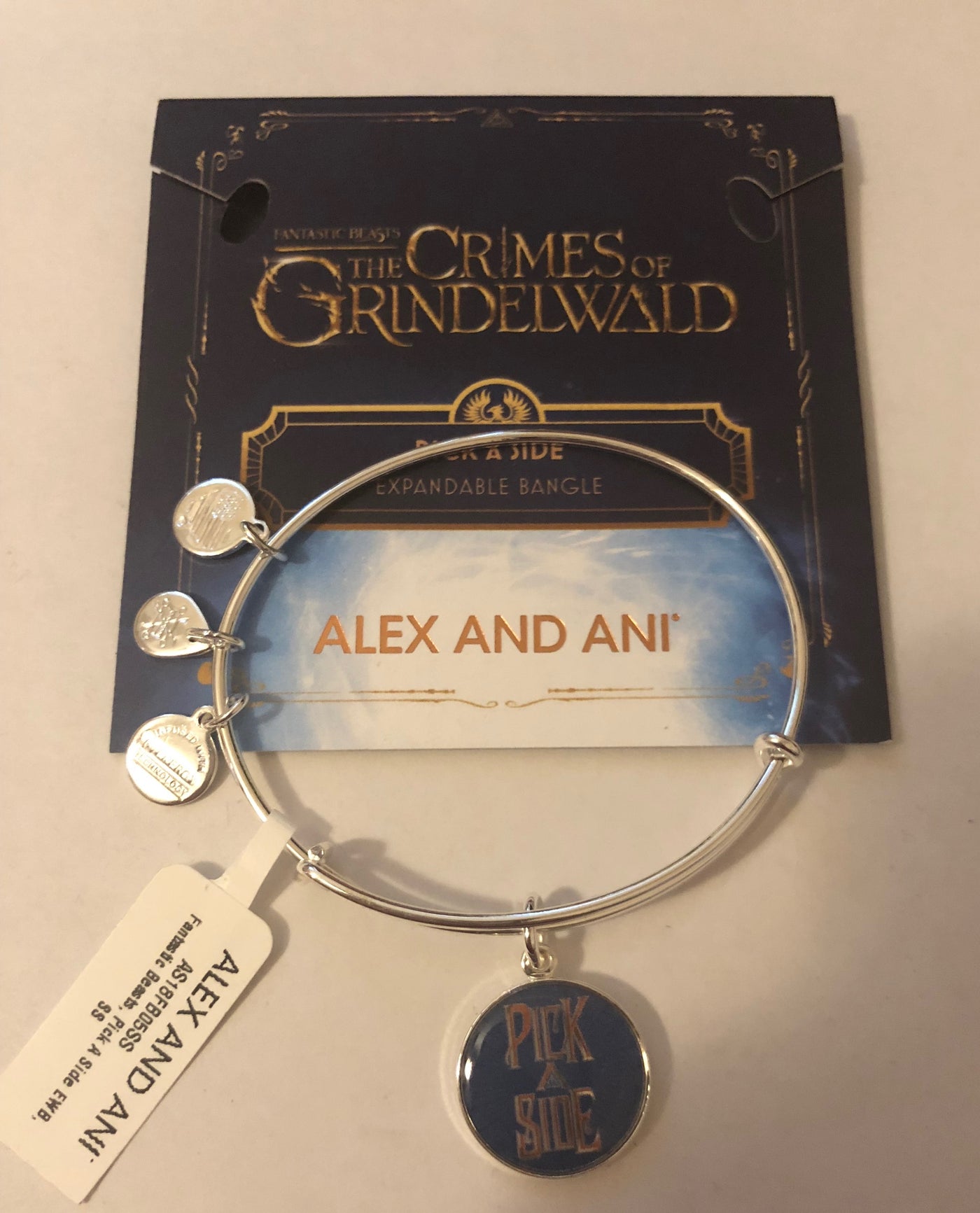 Alex Ani Fantastic Beasts Pick a Side Charm Bangle Silver Finish New with Tags