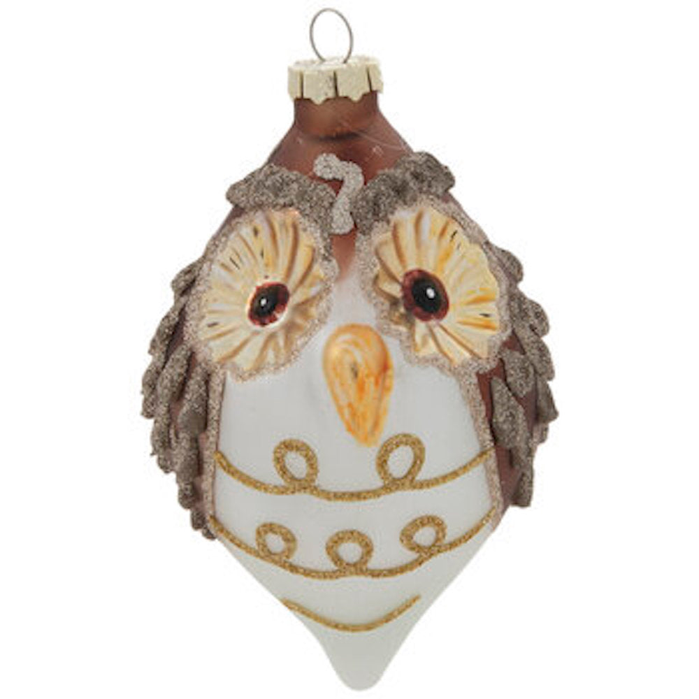Robert Stanley Glitter Owl Finial Glass Christmas Ornament New with Tag