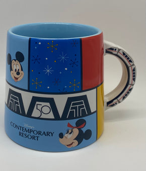 Disney WDW 50th Celebration Mickey Minnie Contemporary Resort Coffee Mug New