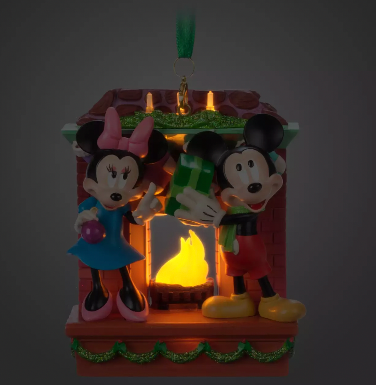 Disney Sketchbook Mickey Minnie Fire Light-Up Christmas Ornament New with Tag