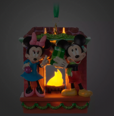 Disney Sketchbook Mickey Minnie Fire Light-Up Christmas Ornament New with Tag
