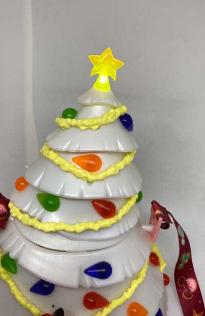 Disney Parks Mickey and Minnie Christmas Tree Light Up White BucketNew with Tag