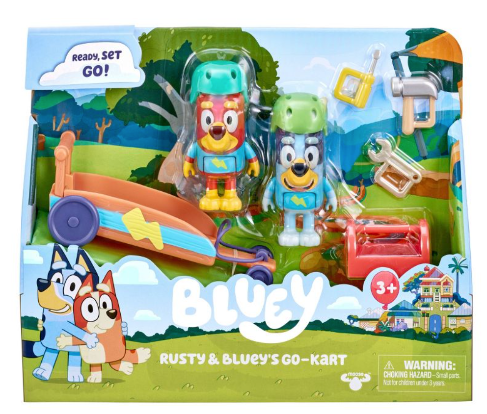 Bluey's Go-Kart with Bluey & Rusty Figures Toy New With Box
