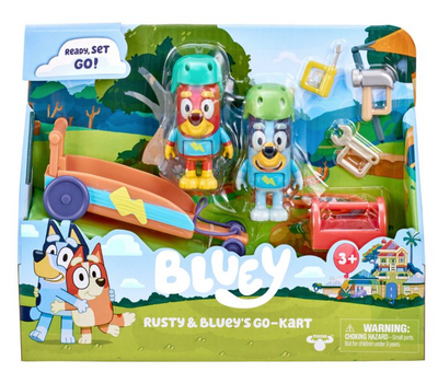 Bluey's Go-Kart with Bluey & Rusty Figures Toy New With Box