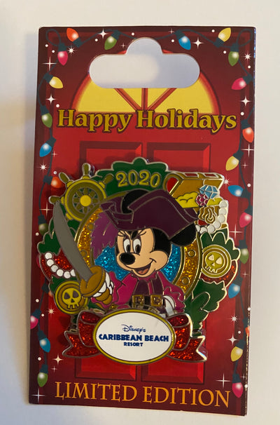 Disney 2020 Caribbean Beach Minnie Pirate Happy Holiday Limited Pin New w Card