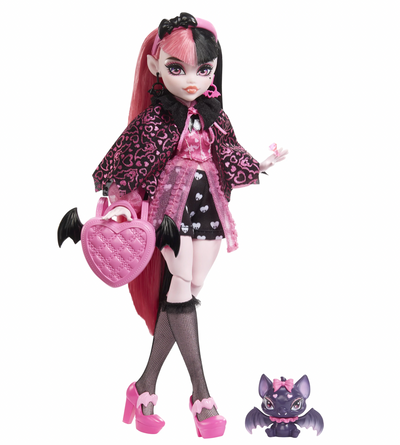 Mattel Monster High Draculaura with Pet Bat, Pink and Black Hair New