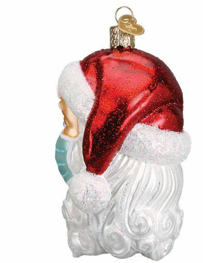 Old World Christmas Santa with Face Mask Glass Christmas Ornament New with Tag