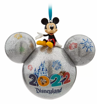 Disney Parks Disneyland 2022 Mickey Icon Glass Christmas Ball Ornament New Tag