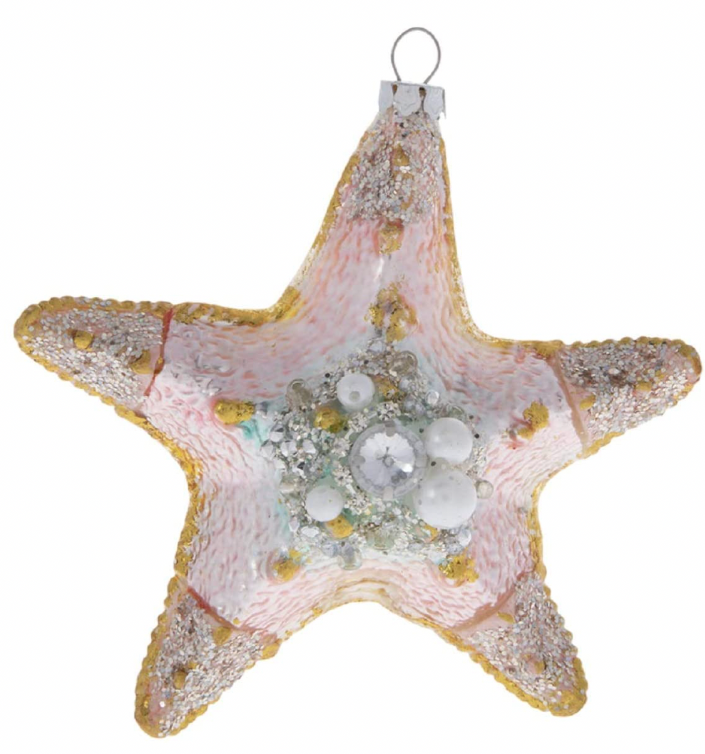 Robert Stanley 2021 Glitzy Starfish Glass Christmas Ornament New with Tag