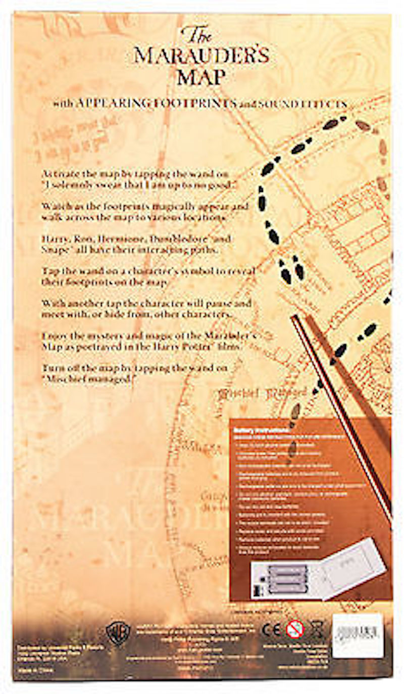 universal studios harry potter the marauder's map footprints toy & wand new